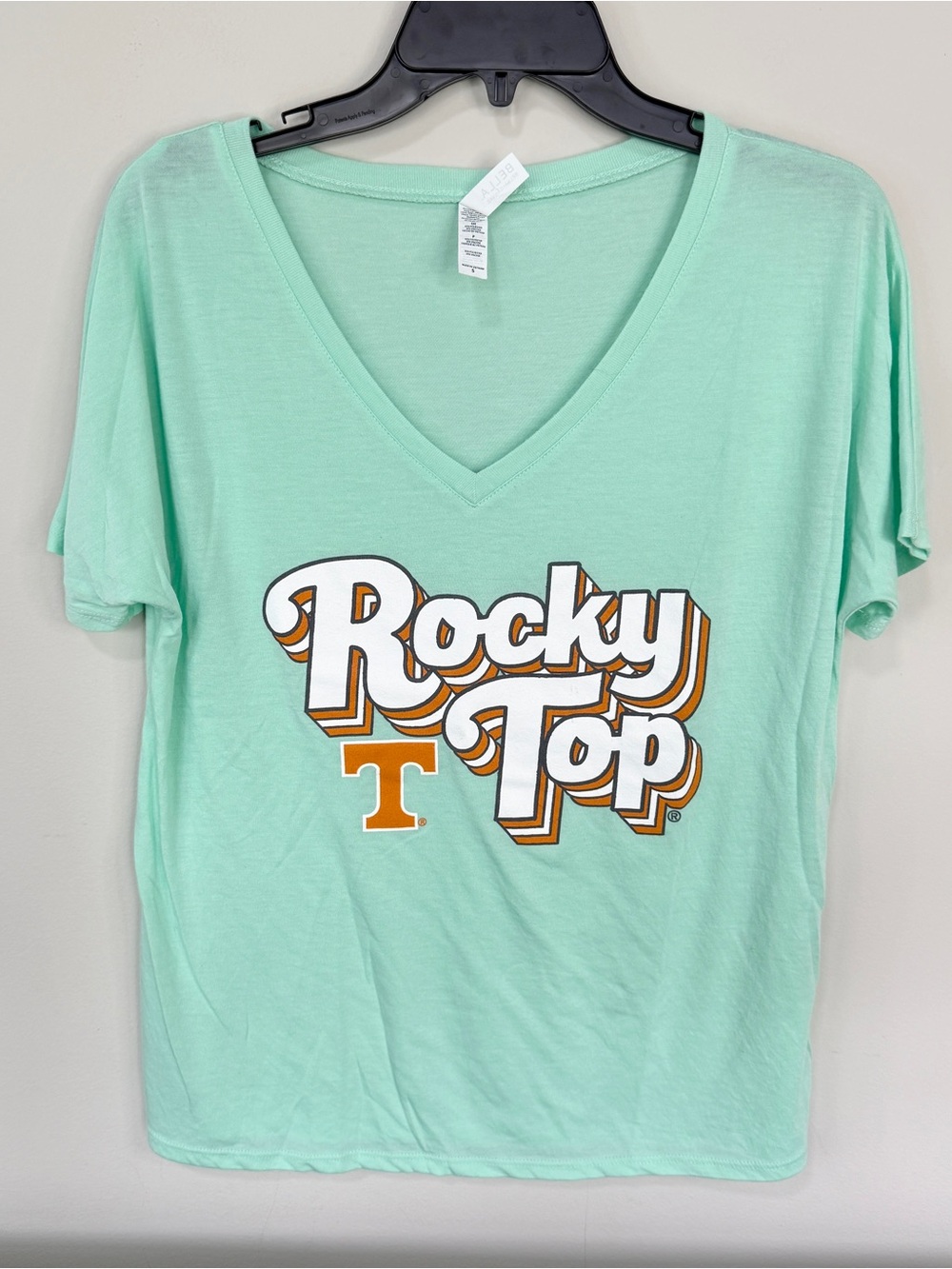 University of Tennessee Rocky Top Graphic Tee Mint V-Neck by Bella Canvas Small